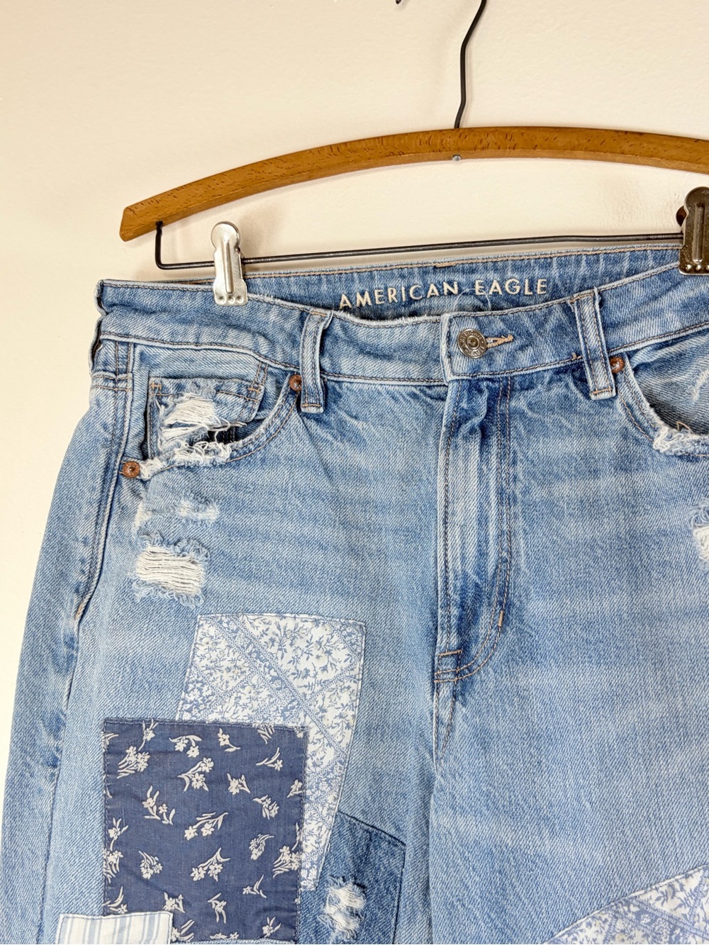 American Eagle Outfitters Patchwork Mom Straight Jean - Picture 5 of 8